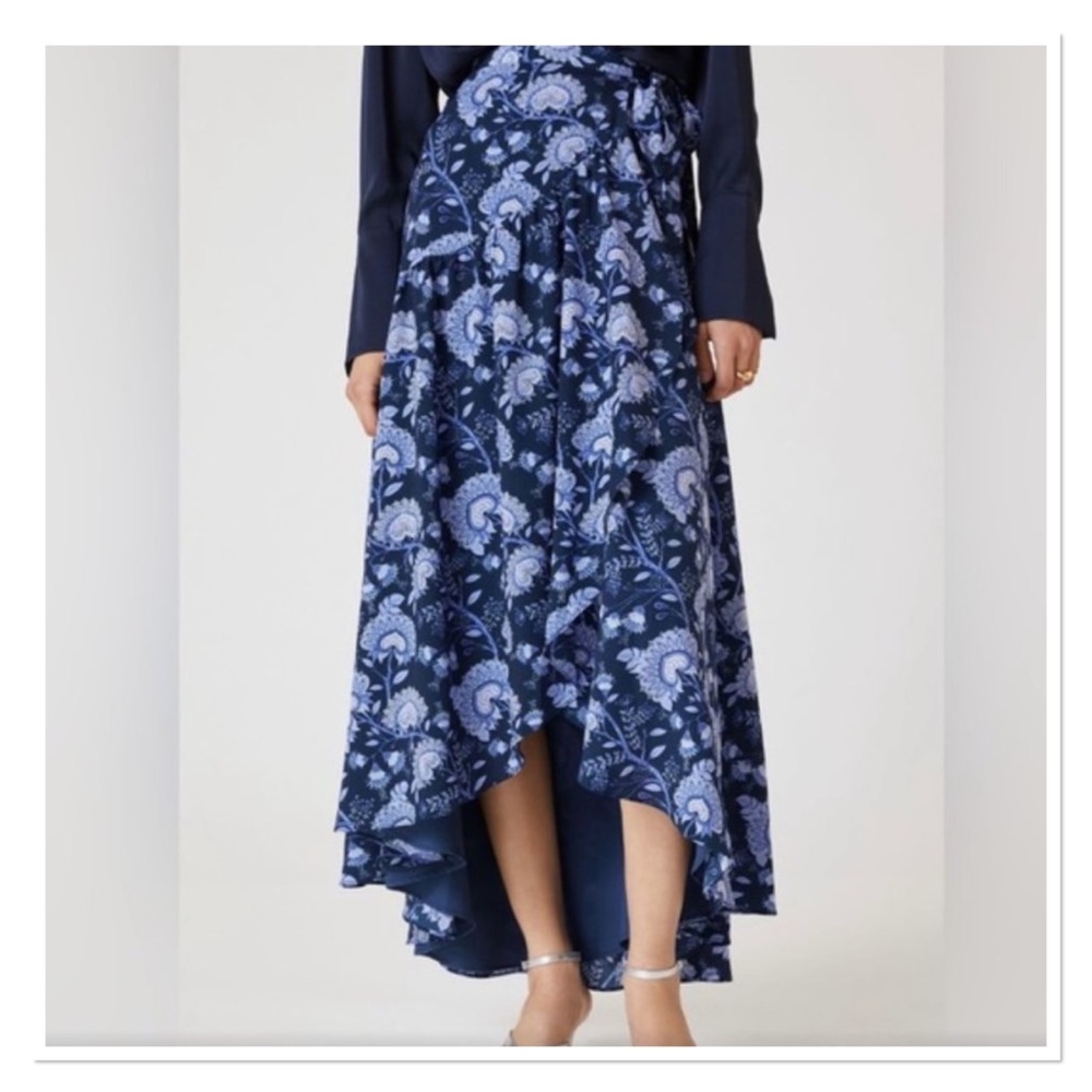 Anthropologie Blue Floral Maxi Skirt